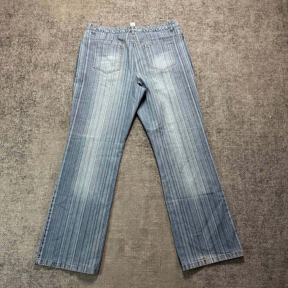 MXM Women's Striped Light Blue Straight Leg Jeans - Picture 6 of 14